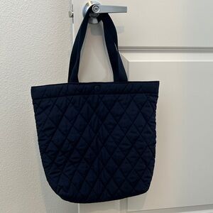 Elegant Navy Blue Quilted Tote Bag